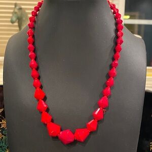 Western Germany Red Geometric Glass Bead Necklace - Women Jewelry
